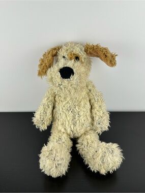 Manhattan Toy Rare Beige Tan Puppy Dog 12” Brown Eye Patch Plush Stuffed Animal